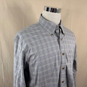 Brooks Brothers XL Slim Fit Button Down Blue Plaid Non-Iron Stretch Mens Shirt